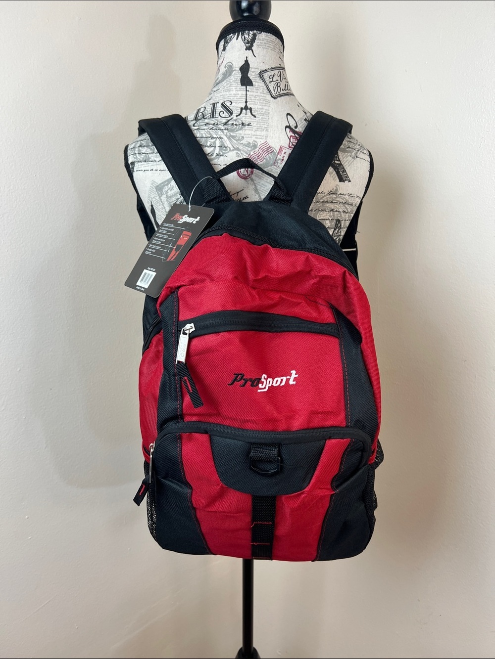 ProSport B2433 Red & Black Backpack School Travel Daypack NWT
